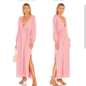 Sundress Chicago pink maxi in Roma lipstick